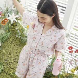 Slip to Sleep Peach Holiday Shorts Set